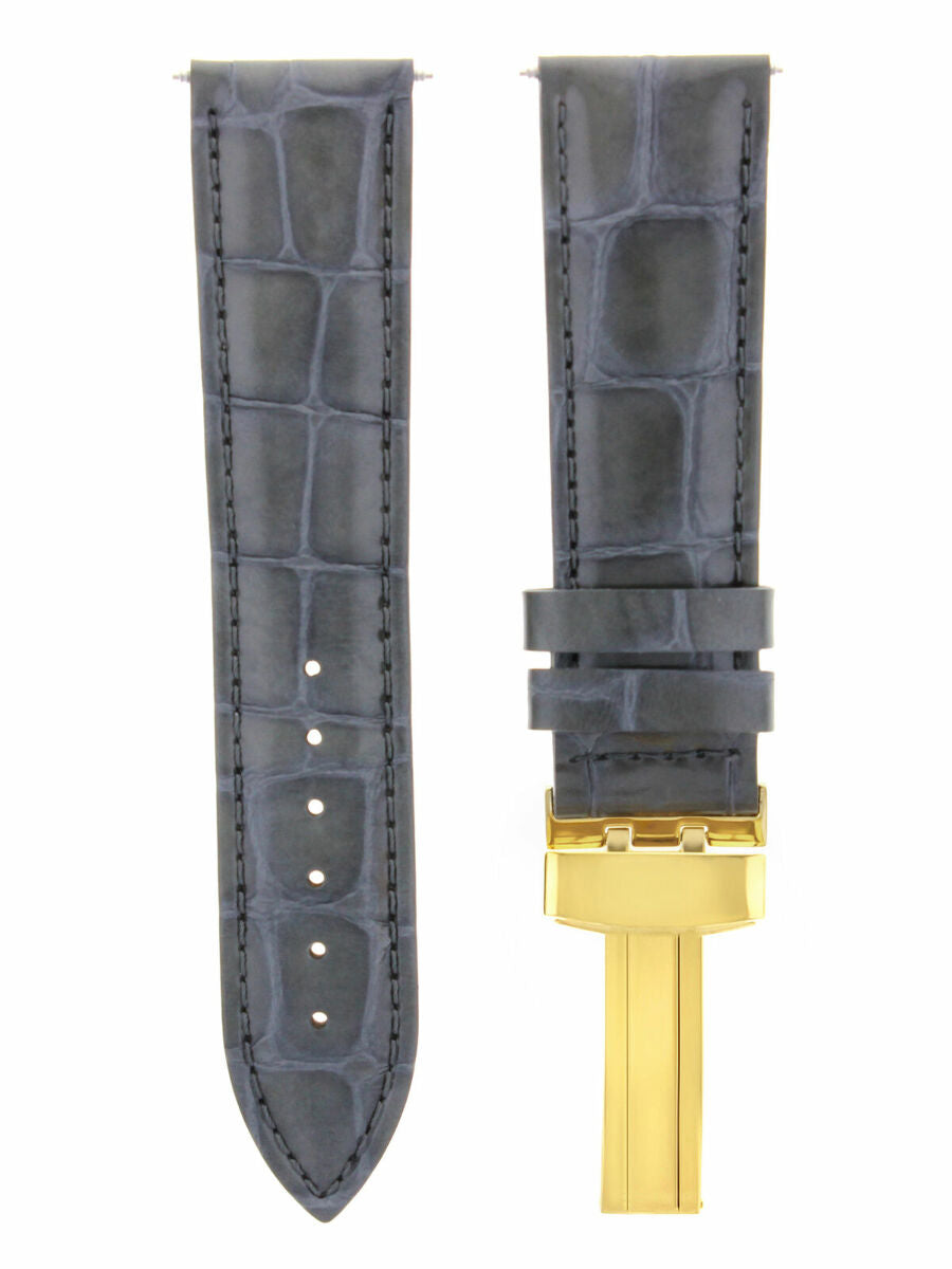 LEATHER WATCH STRAP BAND DEPLOYMENT CLASP FOR ROLEX GOLD 18MM