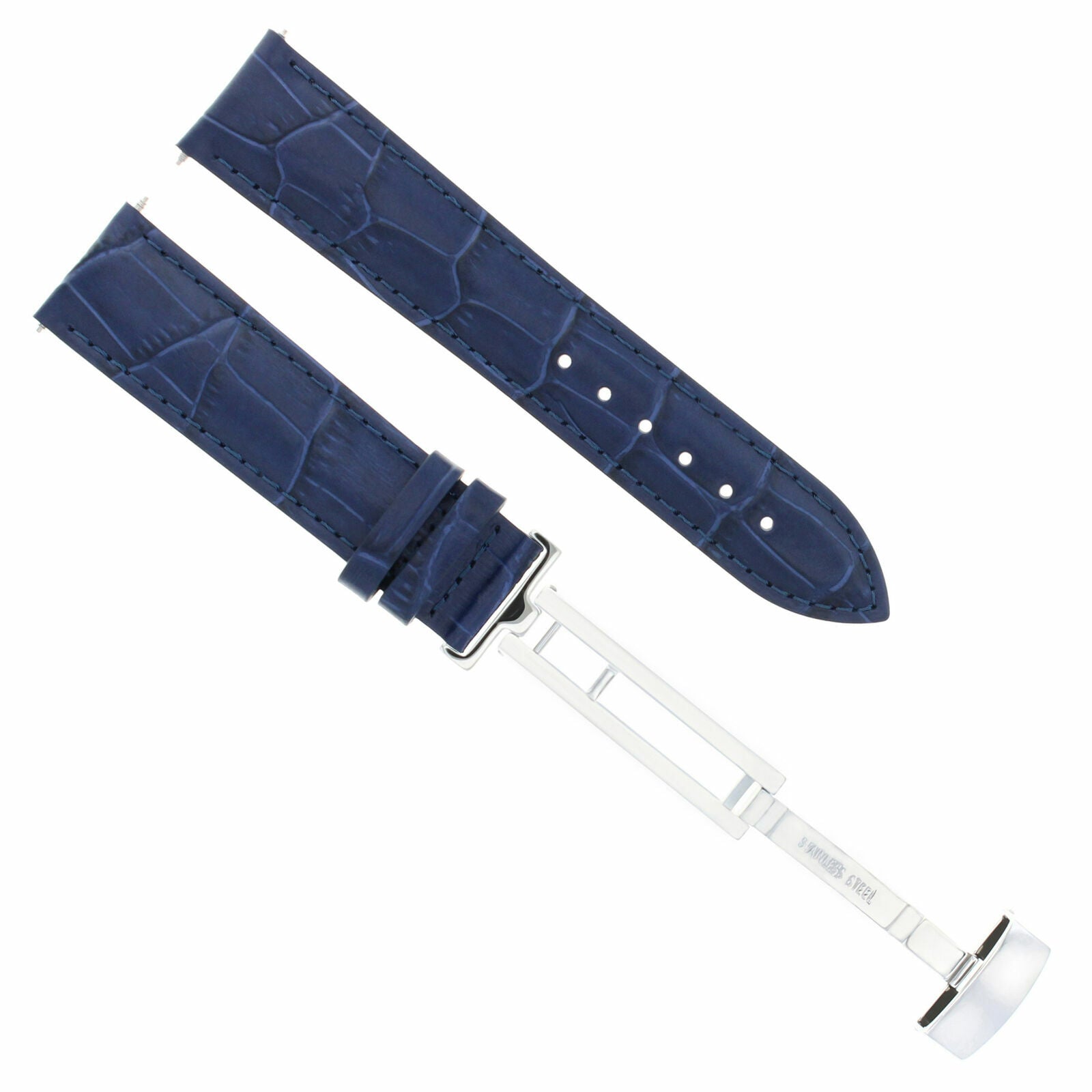 LEATHER WATCH BAND STRAP DEPLOYMENT CLASP FOR SEIKO 21MM