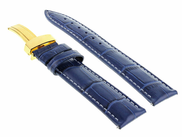 17MM-24MM REPLACEMENT LEATHER WATCH BAND STRAP WITH CLASP FOR BAUME MERCIER GOLD
