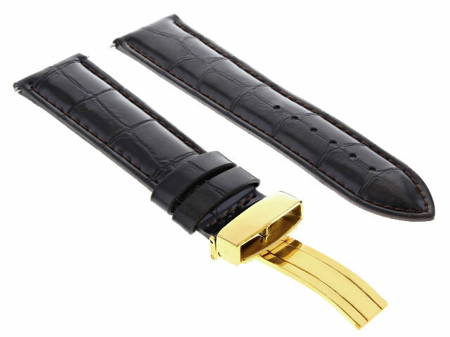 17MM-24MM REPLACEMENT LEATHER WATCH BAND STRAP WITH CLASP FOR BAUME MERCIER GOLD