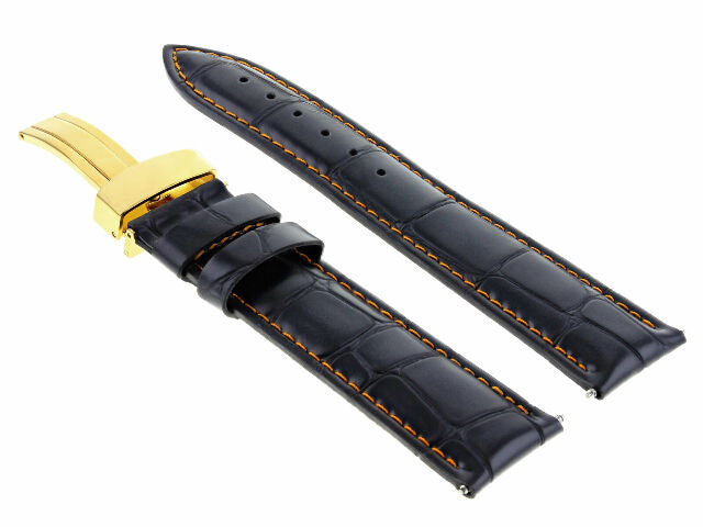 17MM-24MM REPLACEMENT LEATHER WATCH BAND STRAP WITH CLASP FOR BAUME MERCIER GOLD