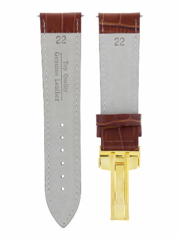 17MM-24MM REPLACEMENT LEATHER WATCH BAND STRAP WITH CLASP FOR BAUME MERCIER GOLD