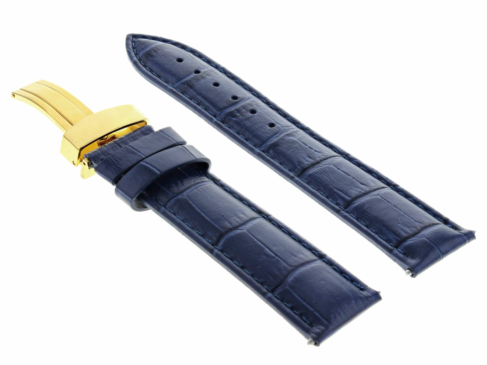 LEATHER STRAP BAND CLASP FOR BAUME MERCIER WATCH GOLD 19MM