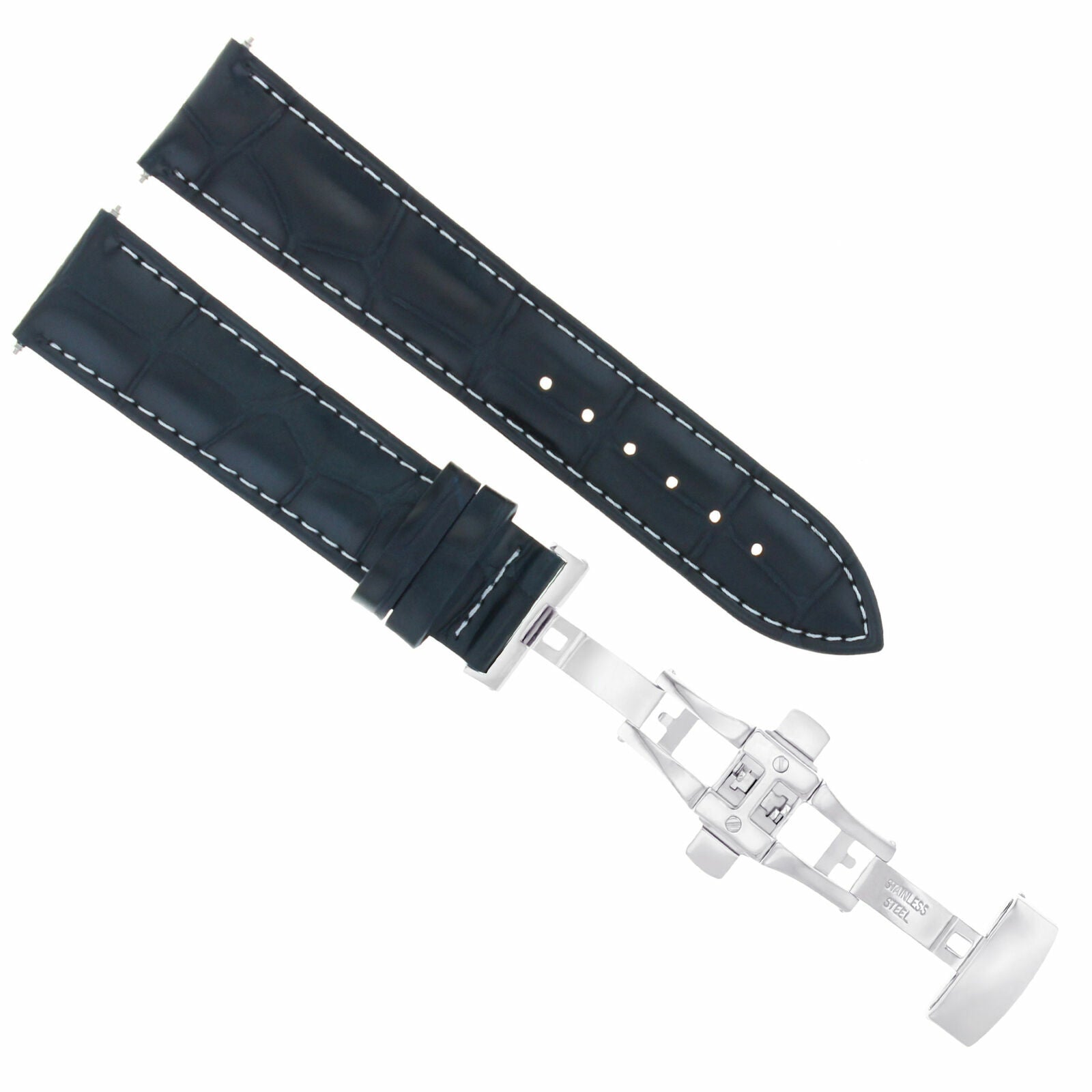 LEATHER STRAP BAND DEPLOY CLASP FOR BAUME MERCIER 19MM