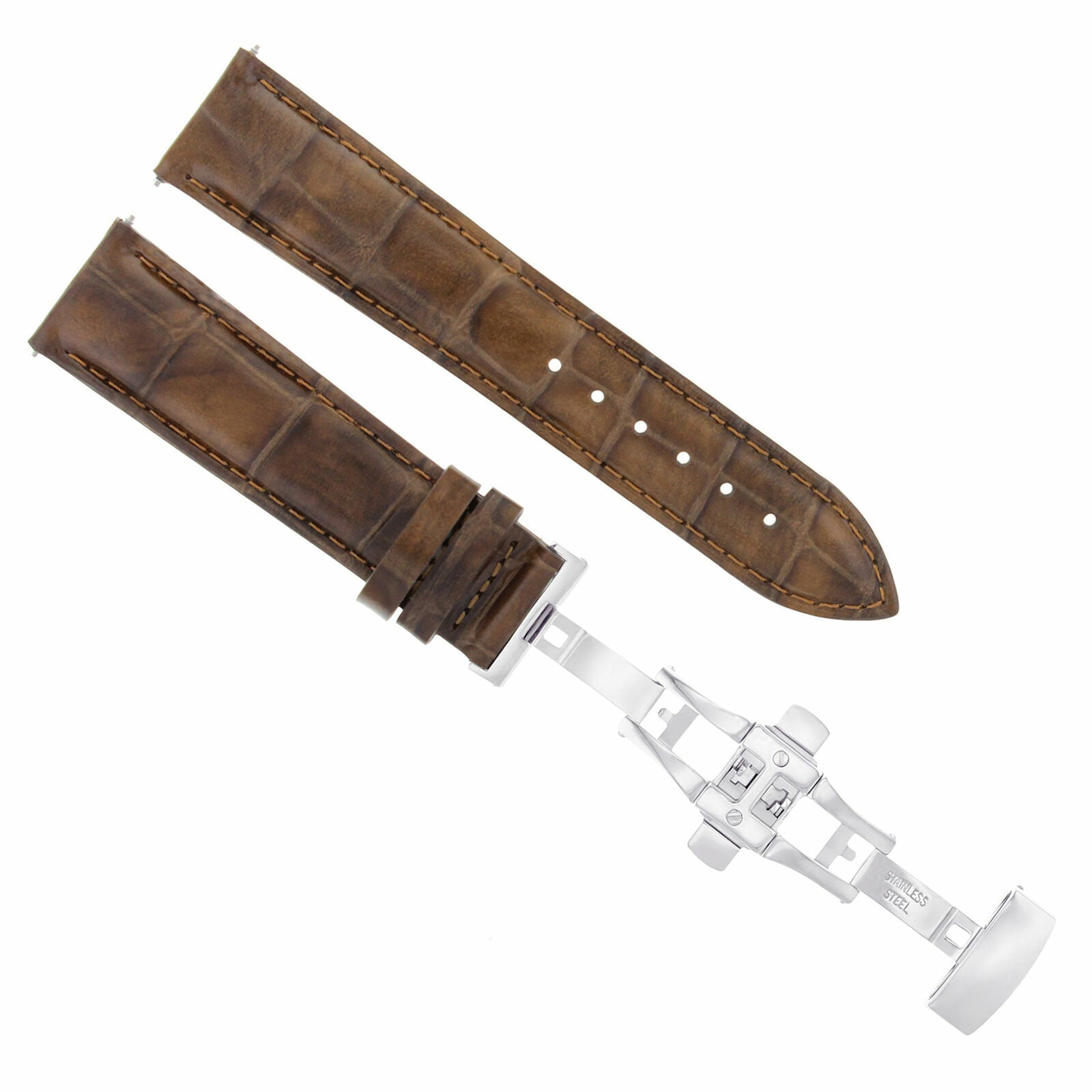 LEATHER BAND STRAP DEPLOYMENT CLASP FOR ORIS 3B 18MM