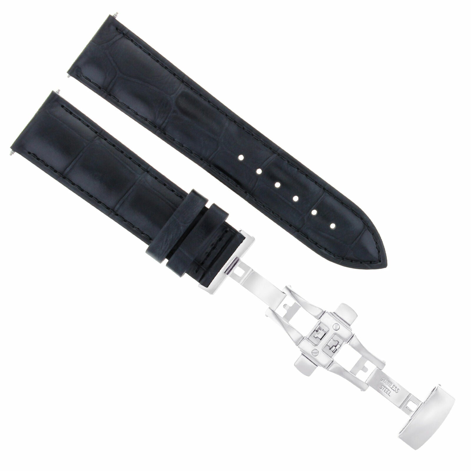 LEATHER BAND STRAP DEPLOYMENT CLASP FOR MOVADO 18MM
