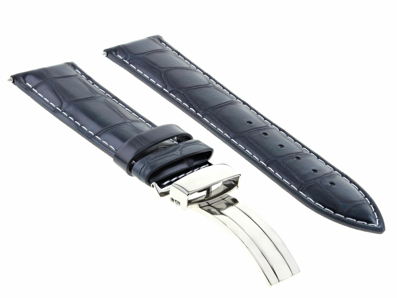 LEATHER BAND STRAP DEPLOYMENT CLASP FOR BAUME MERCIER 24MM