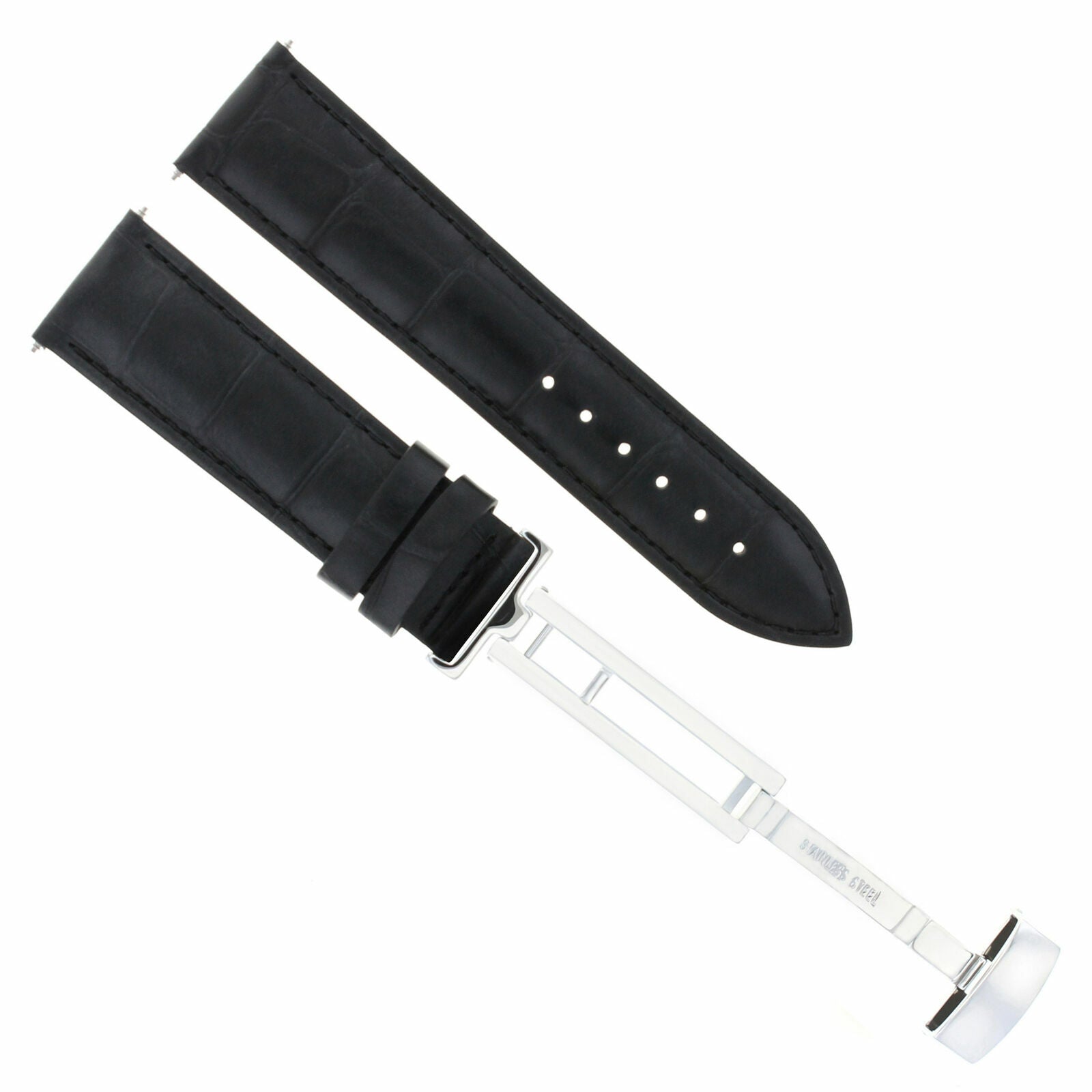 LEATHER WATCH BAND STRAP FOR CARTIER TANK FRANCAISE DEPLOYMENT CLASP 18MM