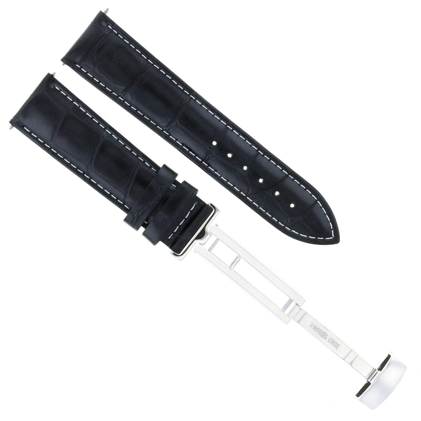 LEATHER BAND STRAP DEPLOY CLASP FOR MONTBLANC - 22MM