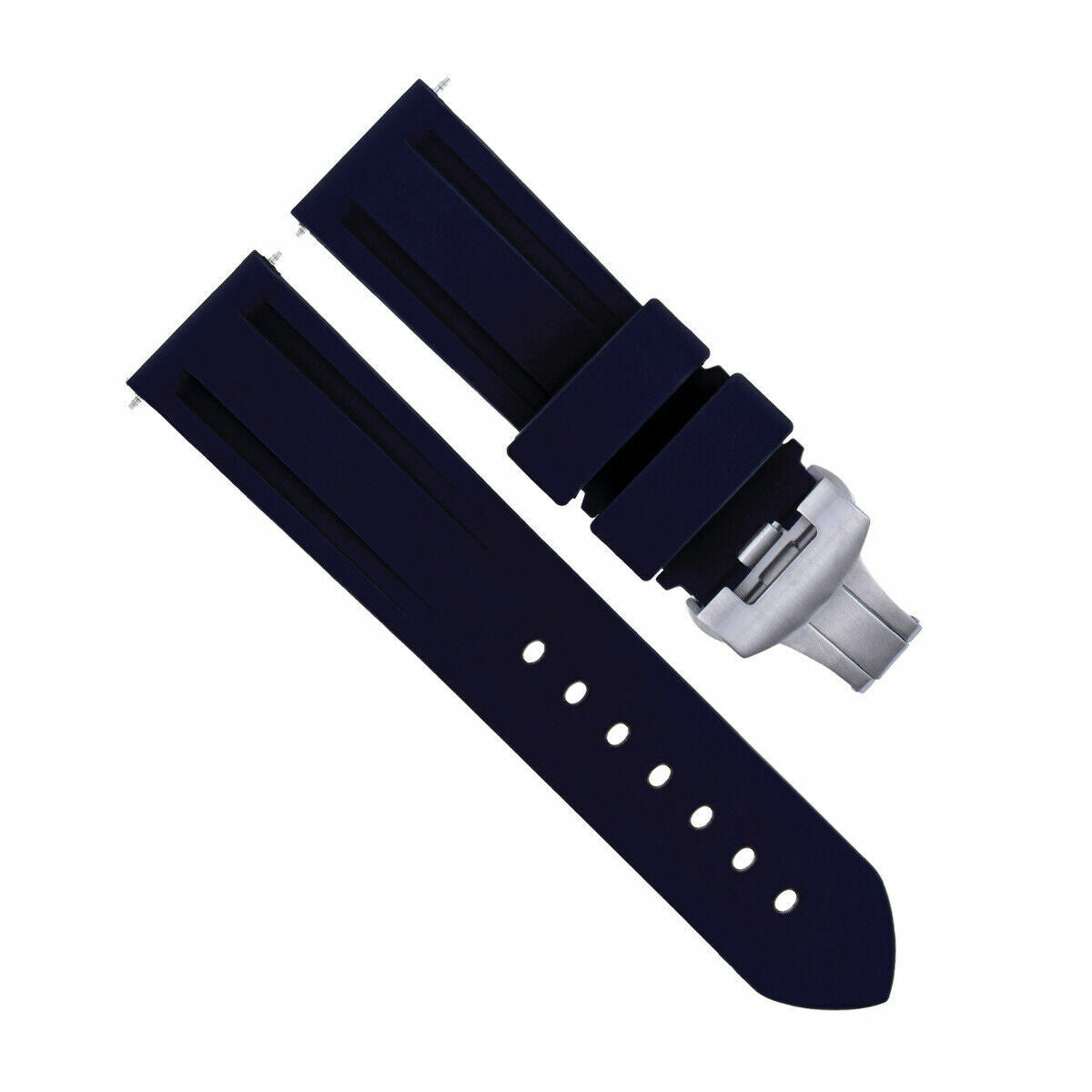 22MM-24MM RUBBER WATCH BAND STRAP WITH DEPLOYMENT CLASP FOR PANERAI DIVER, Black, view 3