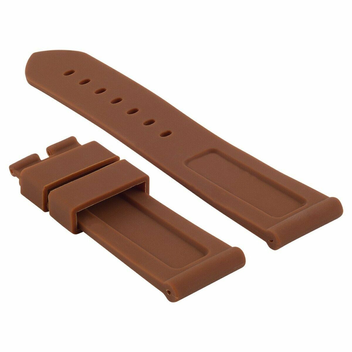 22MM-24MM RUBBER WATCH BAND STRAP WITH DEPLOYMENT CLASP FOR PANERAI DIVER, Brown, view 4