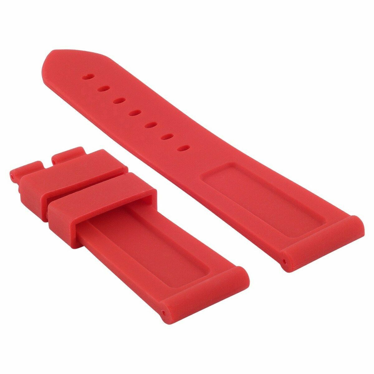 22MM-24MM RUBBER WATCH BAND STRAP WITH DEPLOYMENT CLASP FOR PANERAI DIVER, Red, view 4