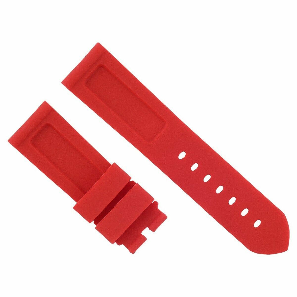 22MM-24MM RUBBER WATCH BAND STRAP WITH DEPLOYMENT CLASP FOR PANERAI DIVER, Red, view 3