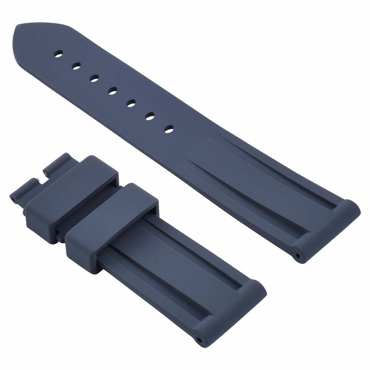 22MM-24MM RUBBER WATCH BAND STRAP WITH DEPLOYMENT CLASP FOR PANERAI DIVER, Gray, view 4