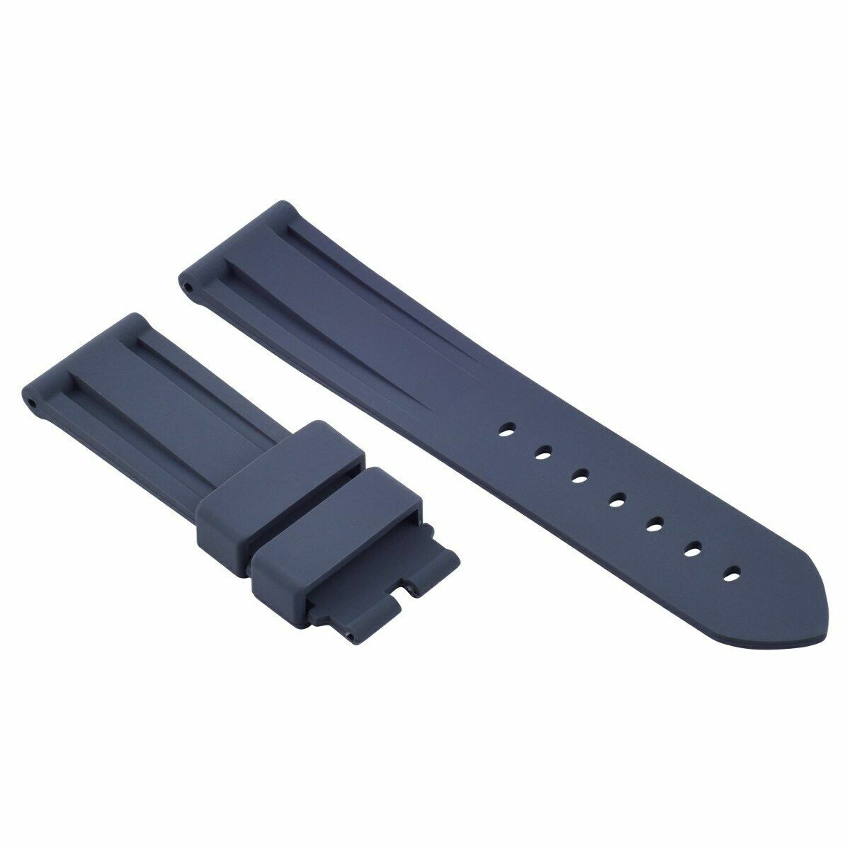 22MM-24MM RUBBER WATCH BAND STRAP WITH DEPLOYMENT CLASP FOR PANERAI DIVER, Gray, front view