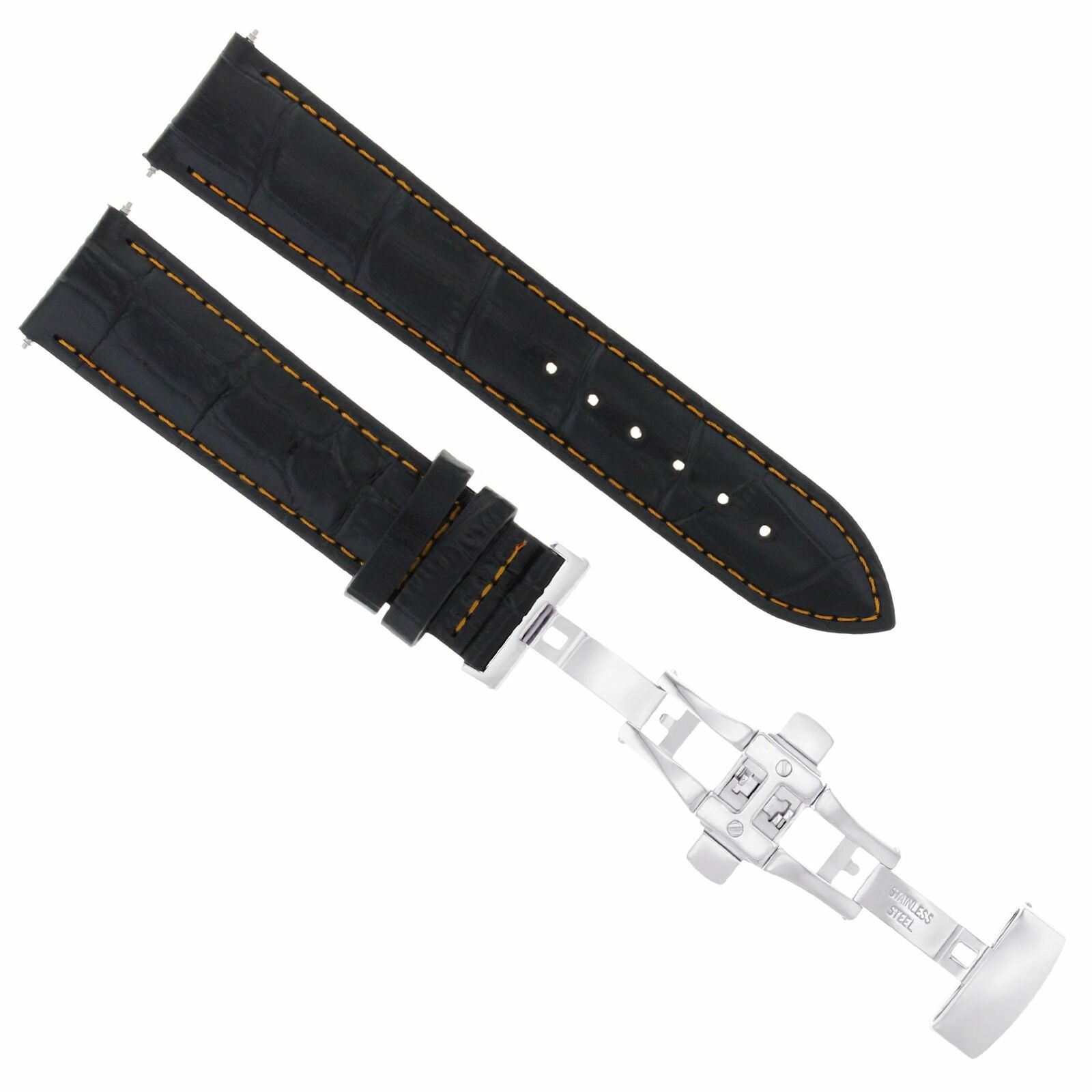 LEATHER STRAP BAND DEPLOY CLASP FOR FRANCK MULLER 2B - 22MM