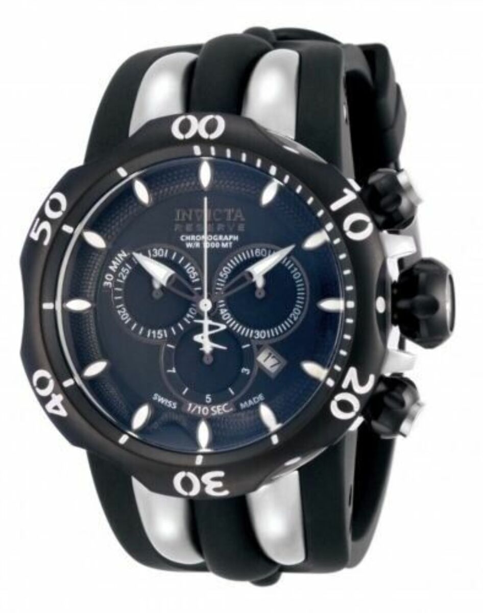 36MM SILICONE RUBBER WATCH BAND STRAP FOR INVICTA VENOM RESERVE CHRONOGRAPH