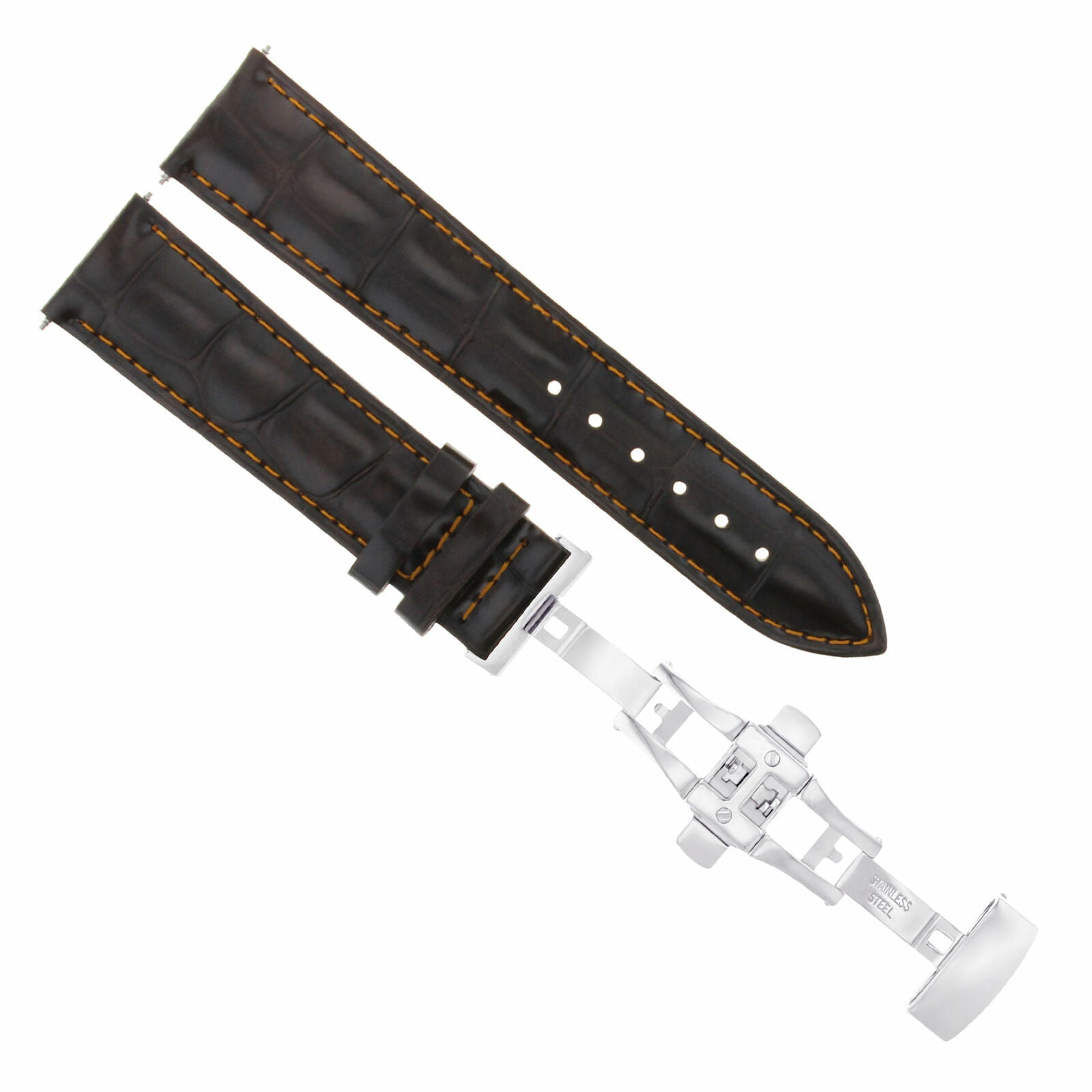 LEATHER BAND STRAP FOR ROLEX DATEJUST CELLINI + DEPLOY CLASP - 22MM