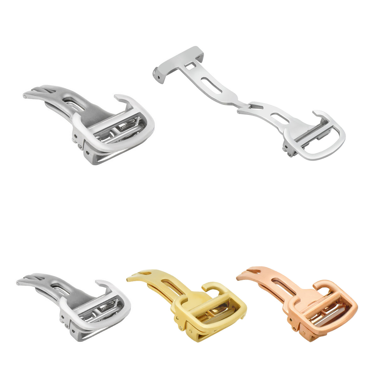 16-18-20MM DEPLOYMENT BAND BUCKLE CLASP FOR CARTIER LEATHER OR RUBBER STRAP SS, Silver - Polished