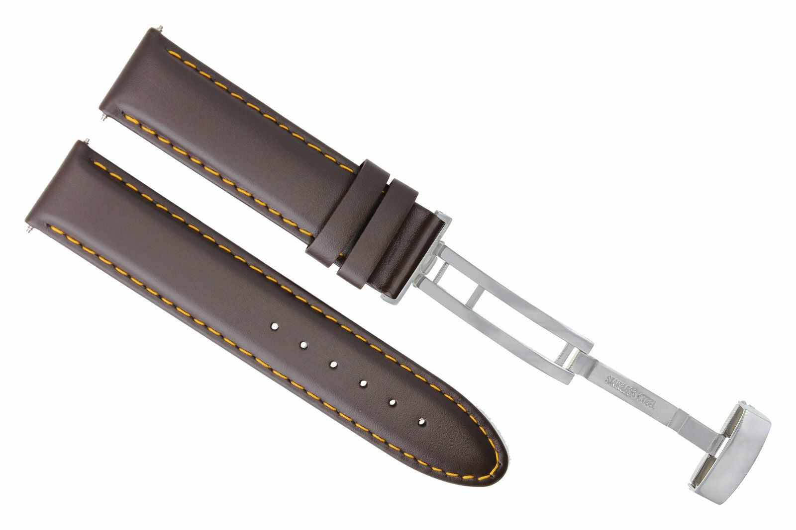 CLASSIC MENS LEATHER BAND STRAP FOR FORTIS WATCH SMOOTH CLASP - 20MM