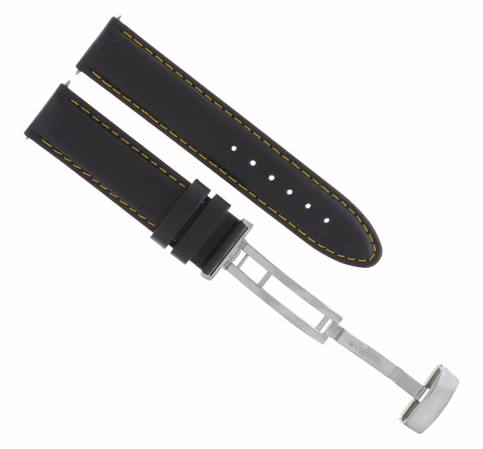 LEATHER BAND SMOOTH STRAP CLASP FOR TISSOT PRC200 PRS200 - 24MM