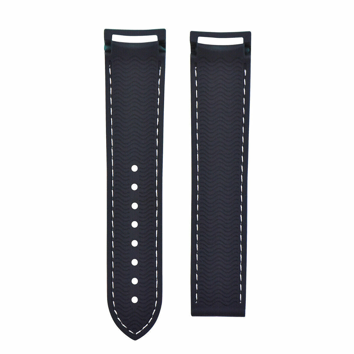 20-22MM Curved End Rubber Diver Strap Band for Omega Seamaster Planet Ocean Clasp