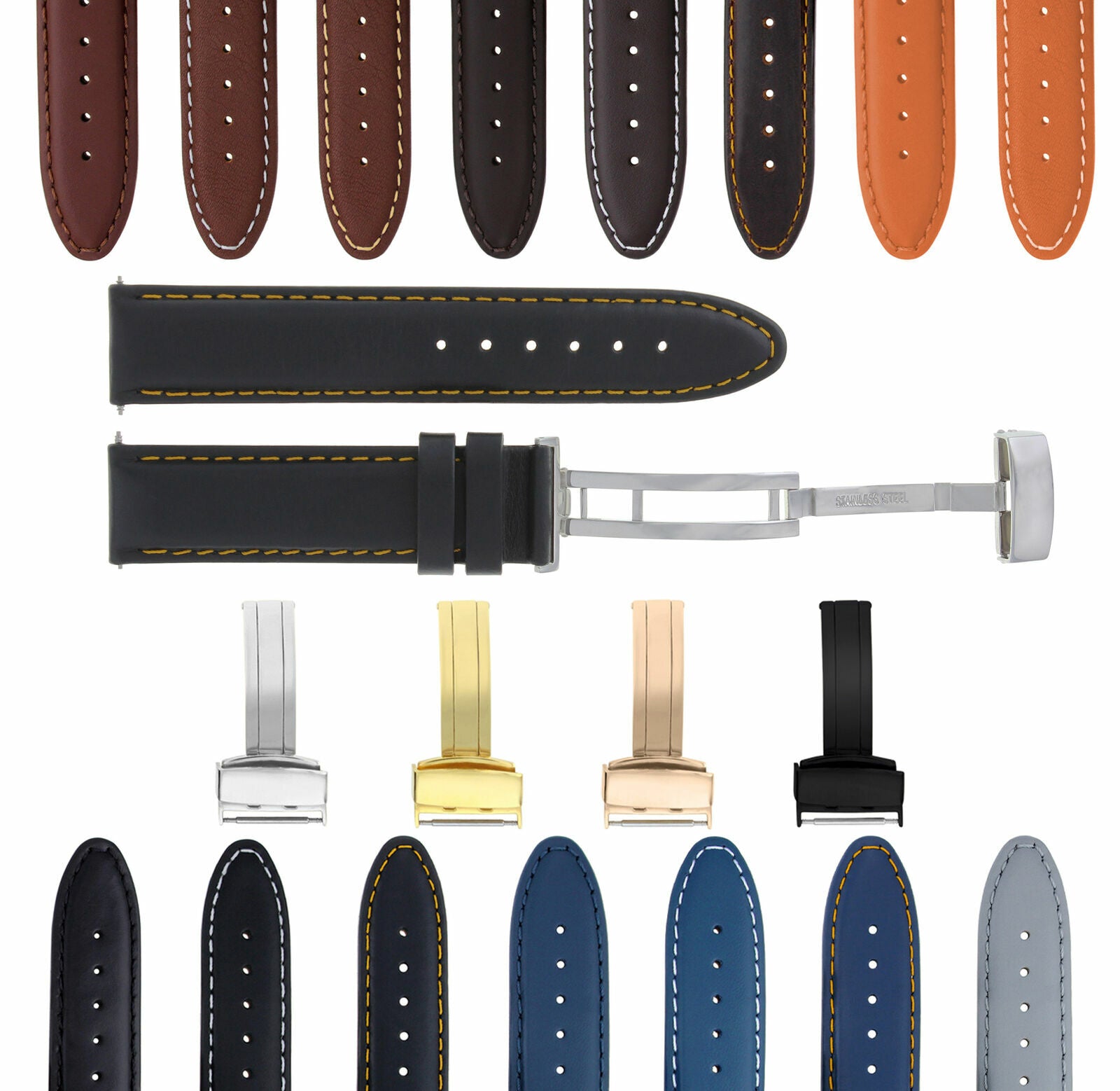 CLASSICS MENS LEATHER BAND SMOOTH STRAP SMOOTH FOR BAUME MERCIER WATCH - 20MM