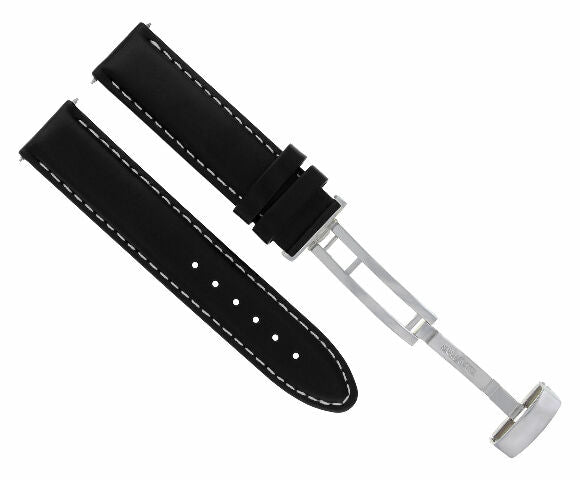 18MM 19MM 20MM 22MM 24MM LEATHER WATCH BAND STRAP SMOOTH WITH CLASP FOR LONGINES