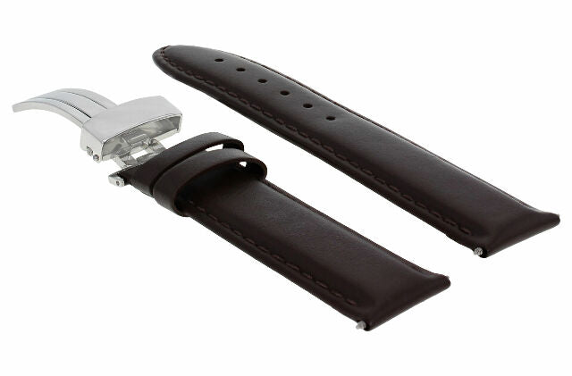18MM 19MM 20MM 22MM 24MM LEATHER WATCH BAND STRAP SMOOTH WITH CLASP FOR LONGINES