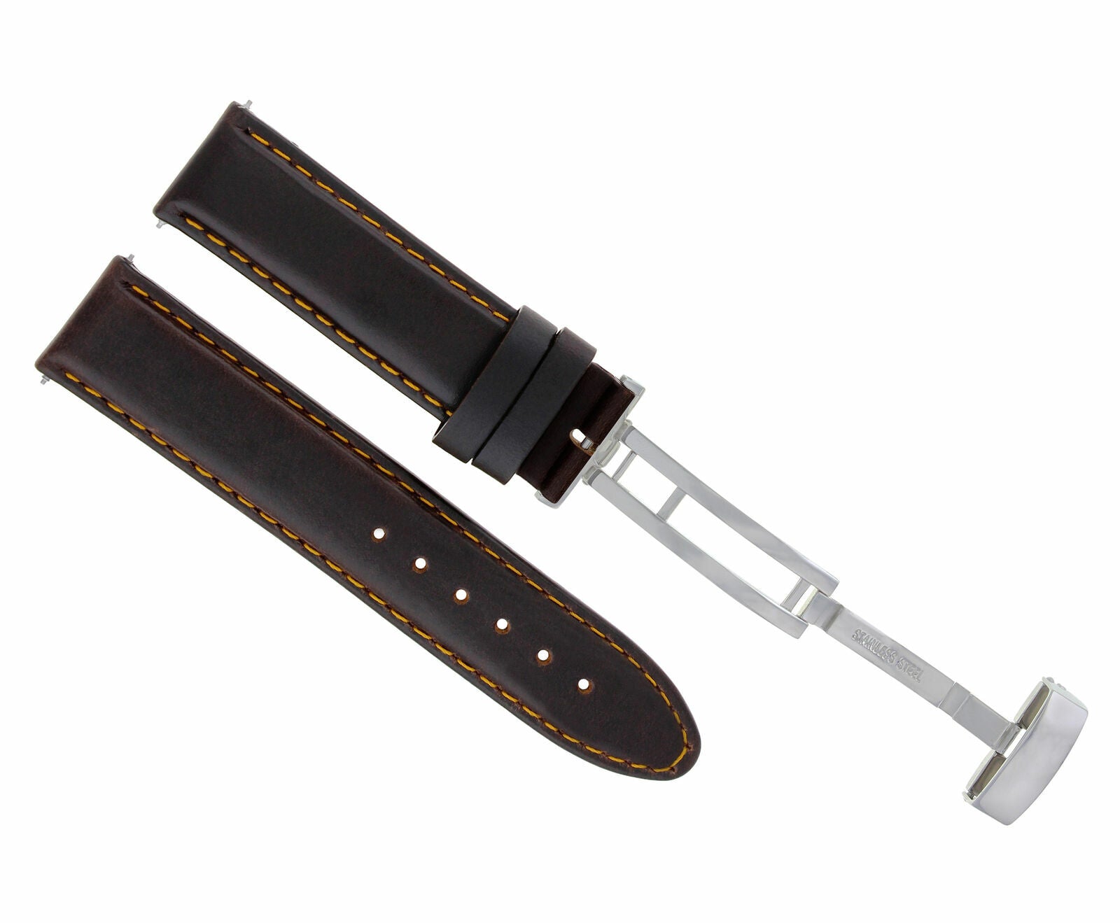 LEATHER BAND STRAP SMOOTH DEPLOYMENT CLASP FOR MOVADO - 20MM