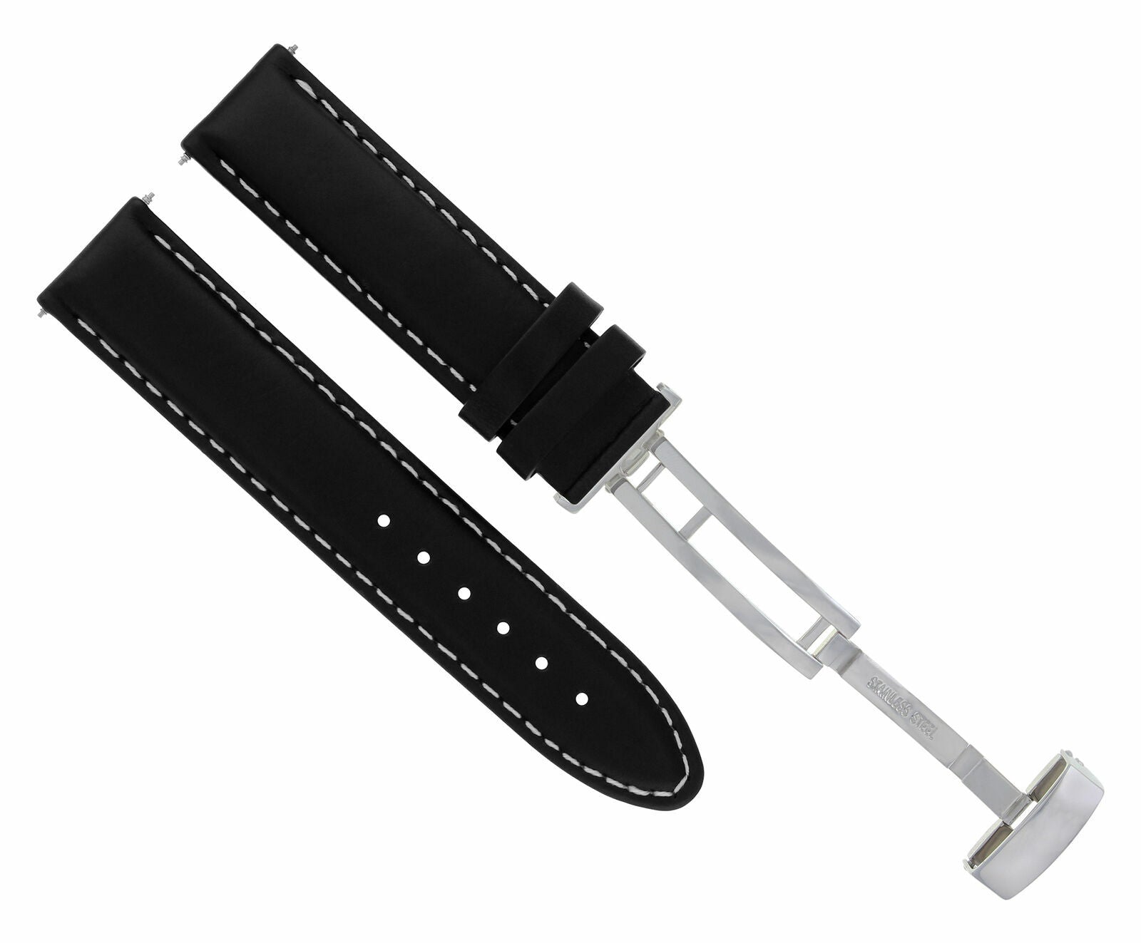 CLASSIC MENS LEATHER BAND SMOOTH STRAP FOR BULOVA WATCH + CLASP - 24MM