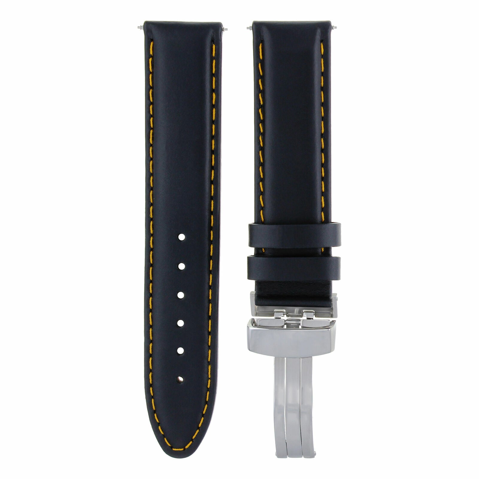 CLASSIC MENS LEATHER BAND SMOOTH STRAP FOR BULOVA WATCH + CLASP - 24MM