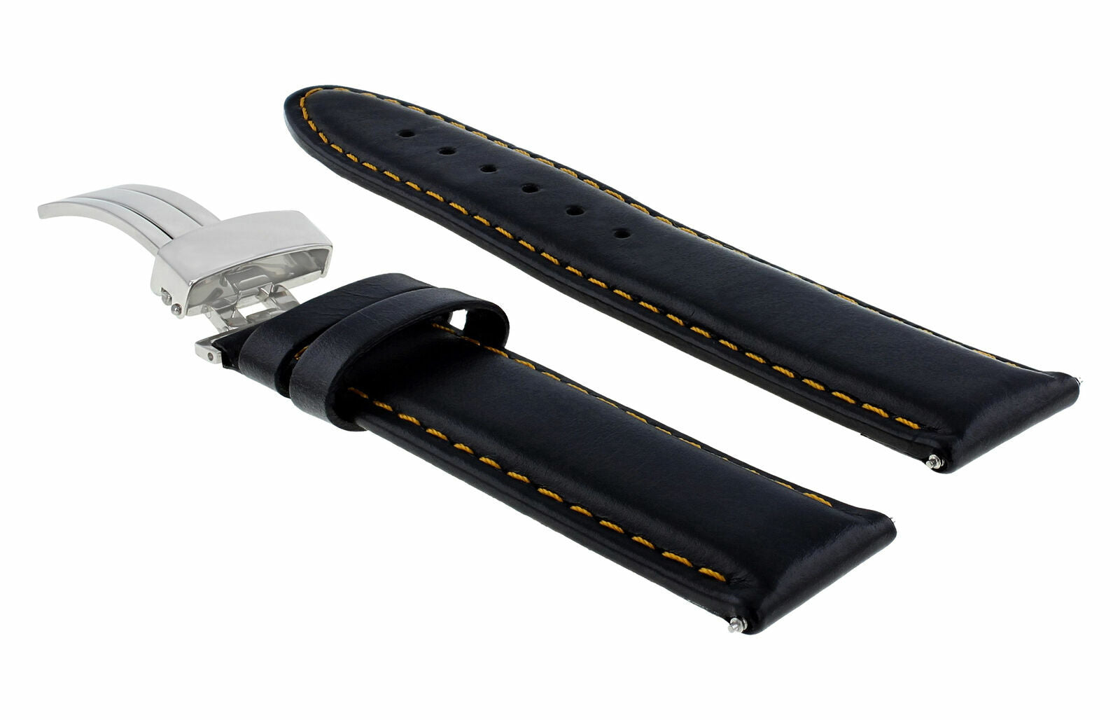 CLASSIC MENS LEATHER BAND SMOOTH STRAP FOR BULOVA WATCH + CLASP - 24MM