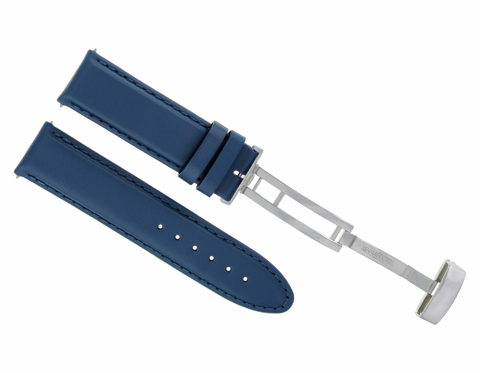 CLASSIC MENS LEATHER BAND SMOOTH STRAP FOR BULOVA WATCH + CLASP - 24MM