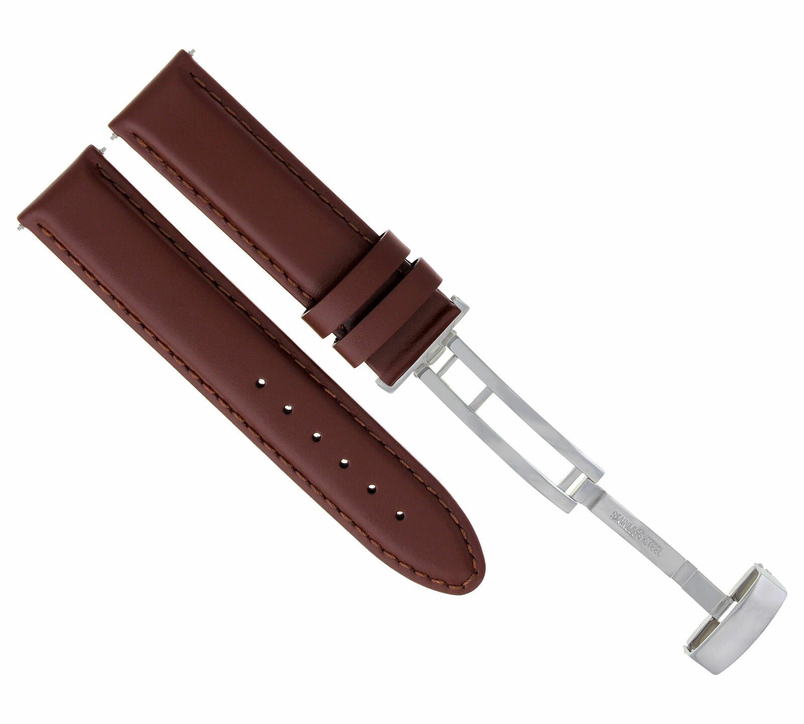 CLASSIC MENS LEATHER BAND SMOOTH STRAP FOR BULOVA WATCH + CLASP - 24MM