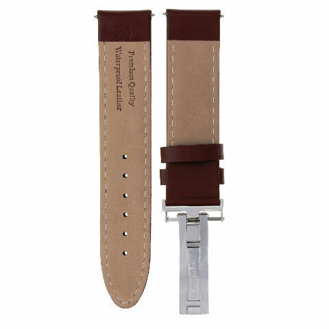 CLASSIC MENS LEATHER BAND SMOOTH STRAP FOR BULOVA WATCH + CLASP - 24MM