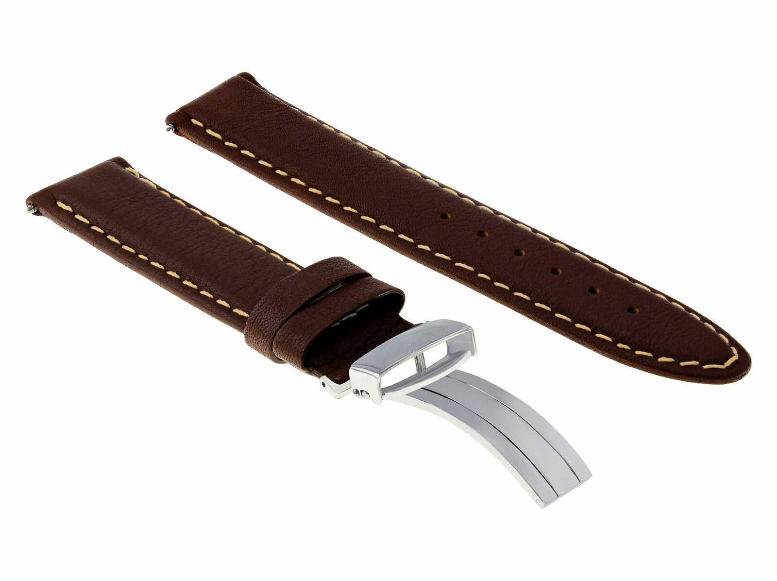 GENUINE LEATHER WATCH BAND SMOOTH DEPLOYMENT CLASP FOR ROLEX - 20MM