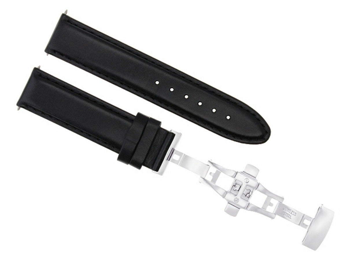 18MM-24MM LEATHER WATCH BAND STRAP SMOOTH WITH CLASP FOR JAEGER LECOULTRE