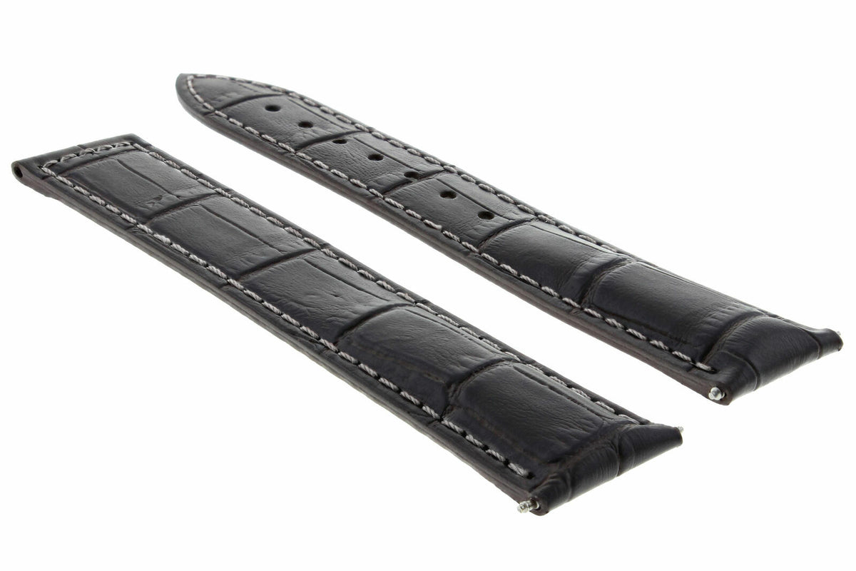 18-19-20-22-24MM LEATHER WATCH BAND STRAP FOR PATEK PHILIPPE WATCH, Dark Brown White Stitching, view 4