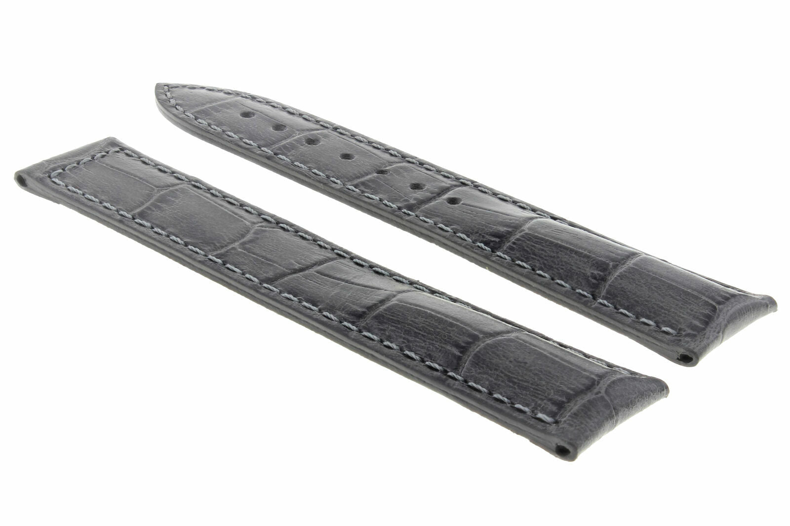 18-19-20-22-24MM LEATHER WATCH BAND STRAP FOR PATEK PHILIPPE WATCH, Gray with White Stitching, view 4