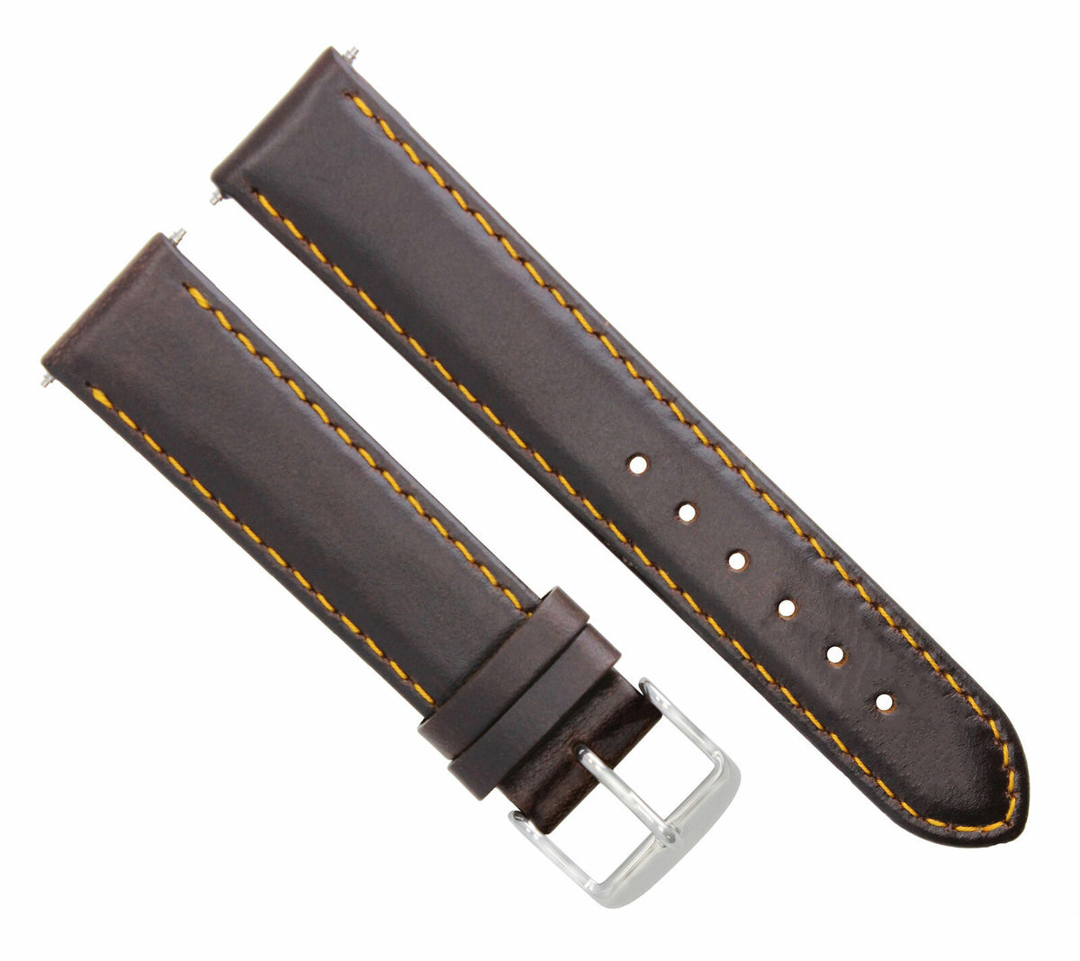 18MM 19MM 20MM 22MM 24MM 26MM GENUINE LEATHER WATCH BAND STRAP SMOOTH FOR MOVADO, Dark Brown Orange Stitching, view 3