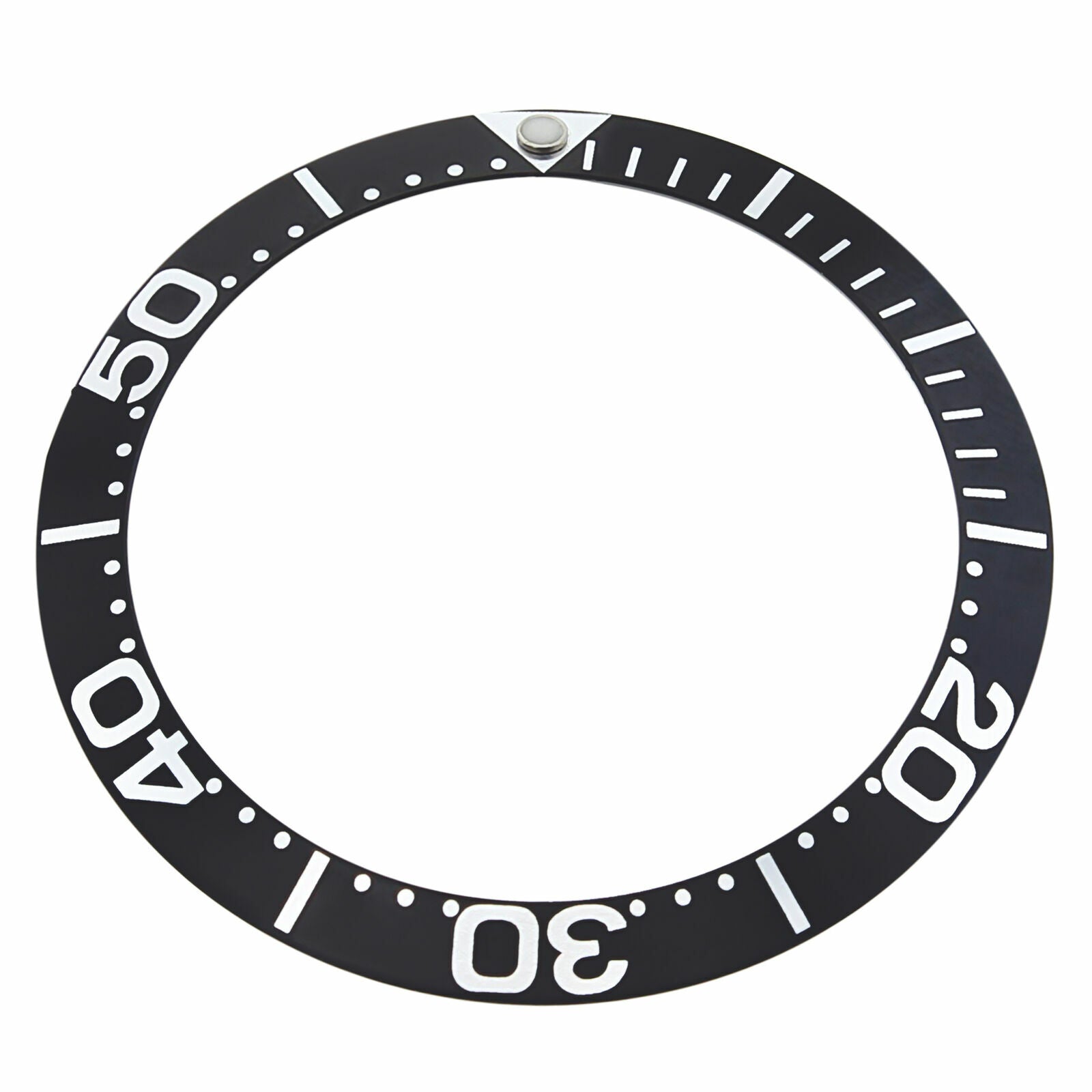 REPLACEMENT BEZEL INSERT BLACK SILVER FONT FOR WATCH 37.40MM X 30.70MM