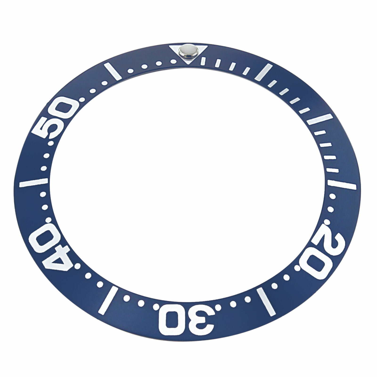 REPLACEMENT BEZEL INSERT BLUE SILVER FONT FOR WATCH 37.40MM X 30.70MM