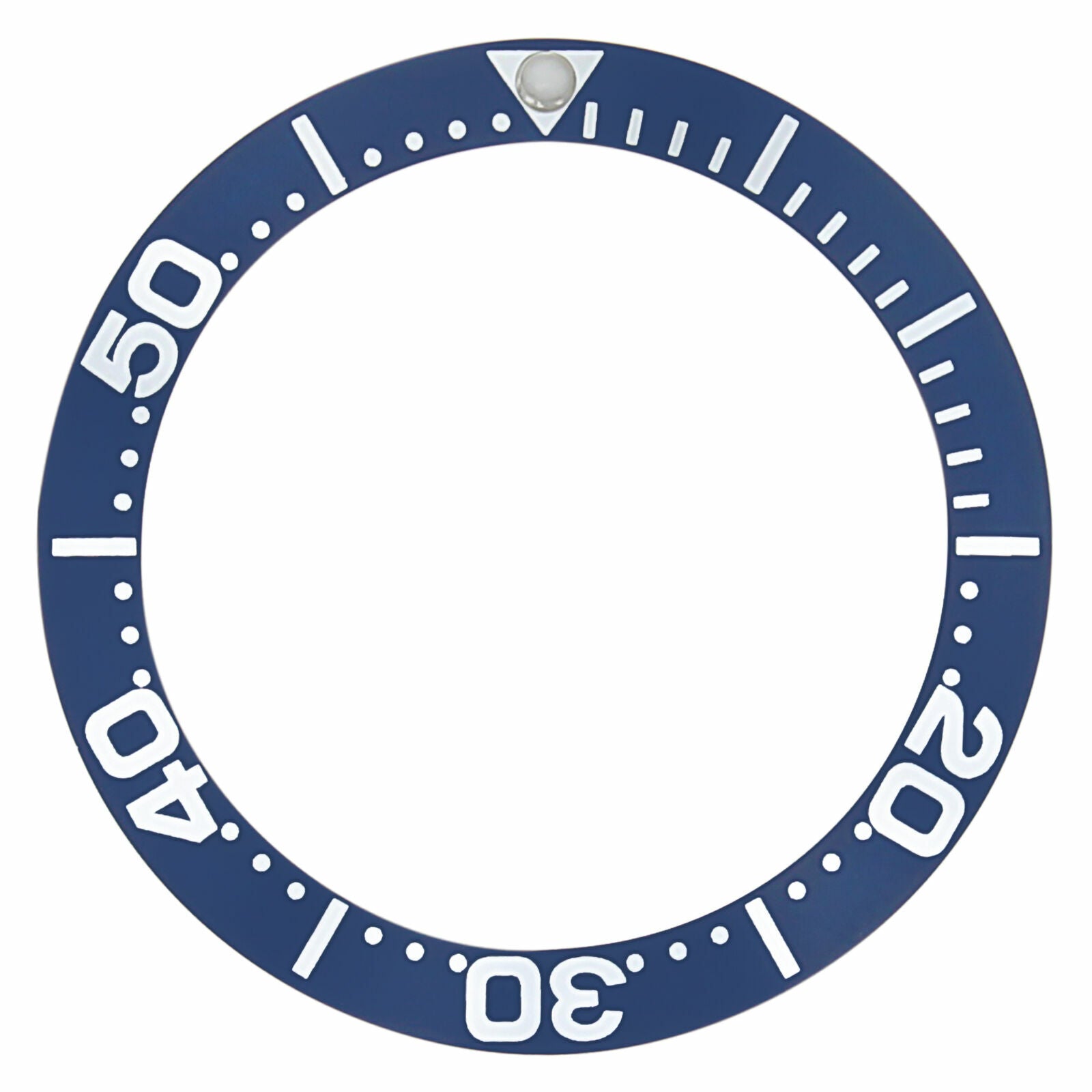REPLACEMENT BEZEL INSERT BLUE SILVER FONT FOR WATCH 37.40MM X 30.70MM