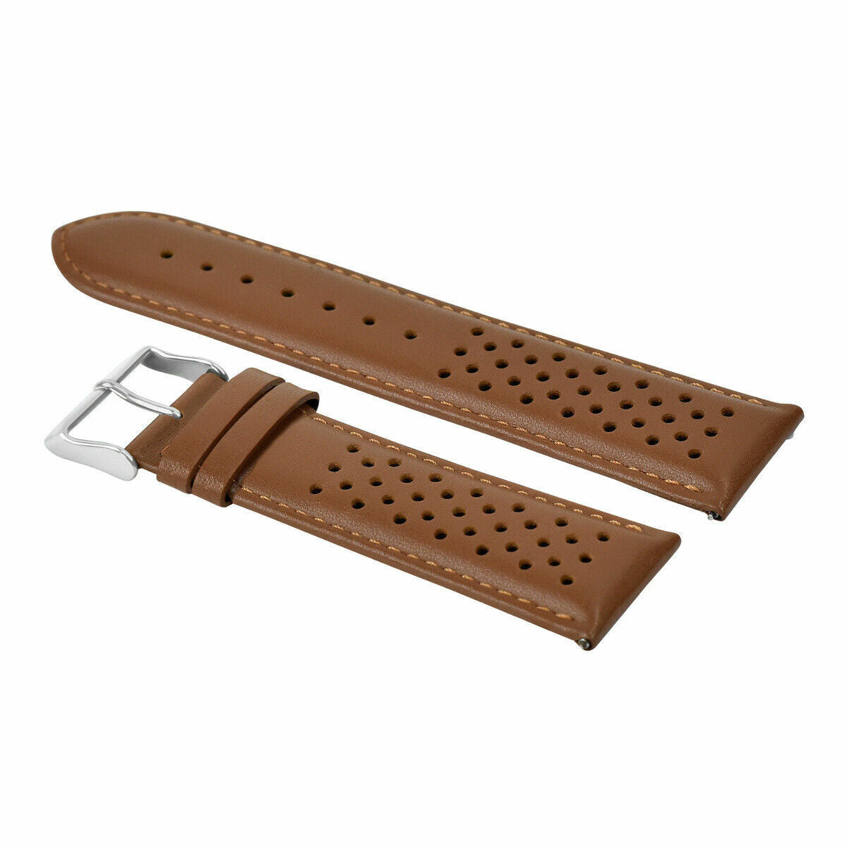 18MM FOR TAG HEUER CARRERA PERFORATED LEATHER RALLY STRAP BAND QUICK RELEASE TAN