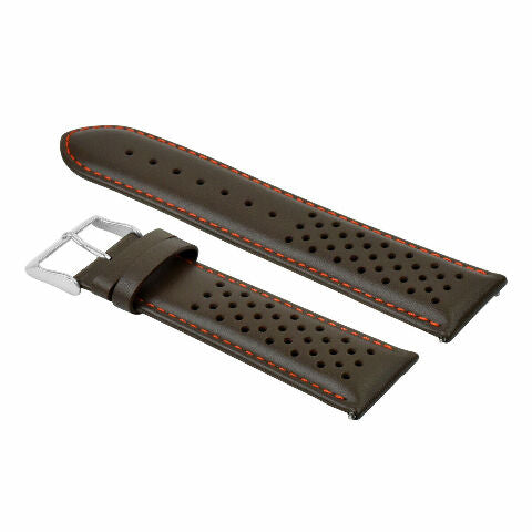 18MM FOR TAG HEUER CARRERA PERFORATED LEATHER STRAP BAND QUICK RELEASE BROWN OS