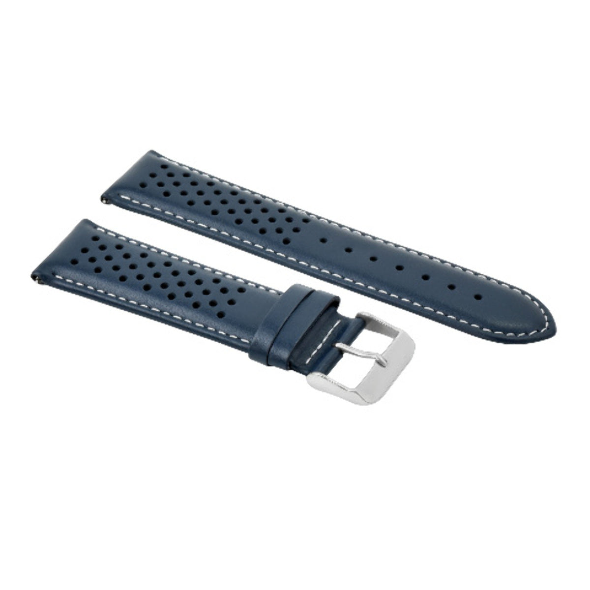 19MM FOR TAG HEUER CARRERA PERFORATED LEATHER STRAP WATCHBAND QUICK RELEASE BLUE