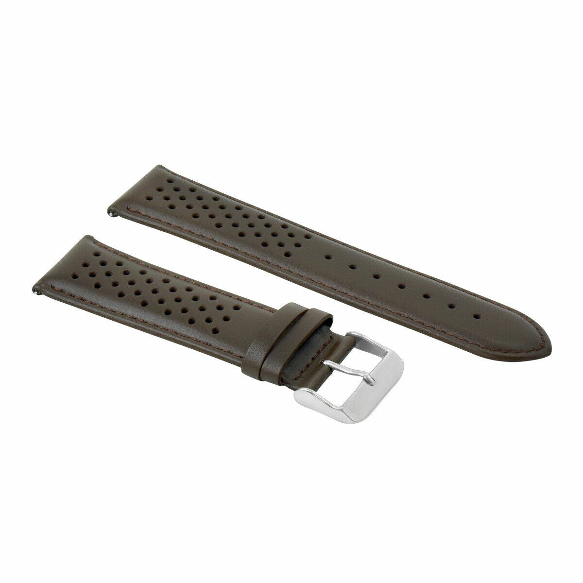 19MM FOR TAG HEUER PERFORATED LEATHER STRAP WATCHBAND QUICK RELEASE DARK BROWN