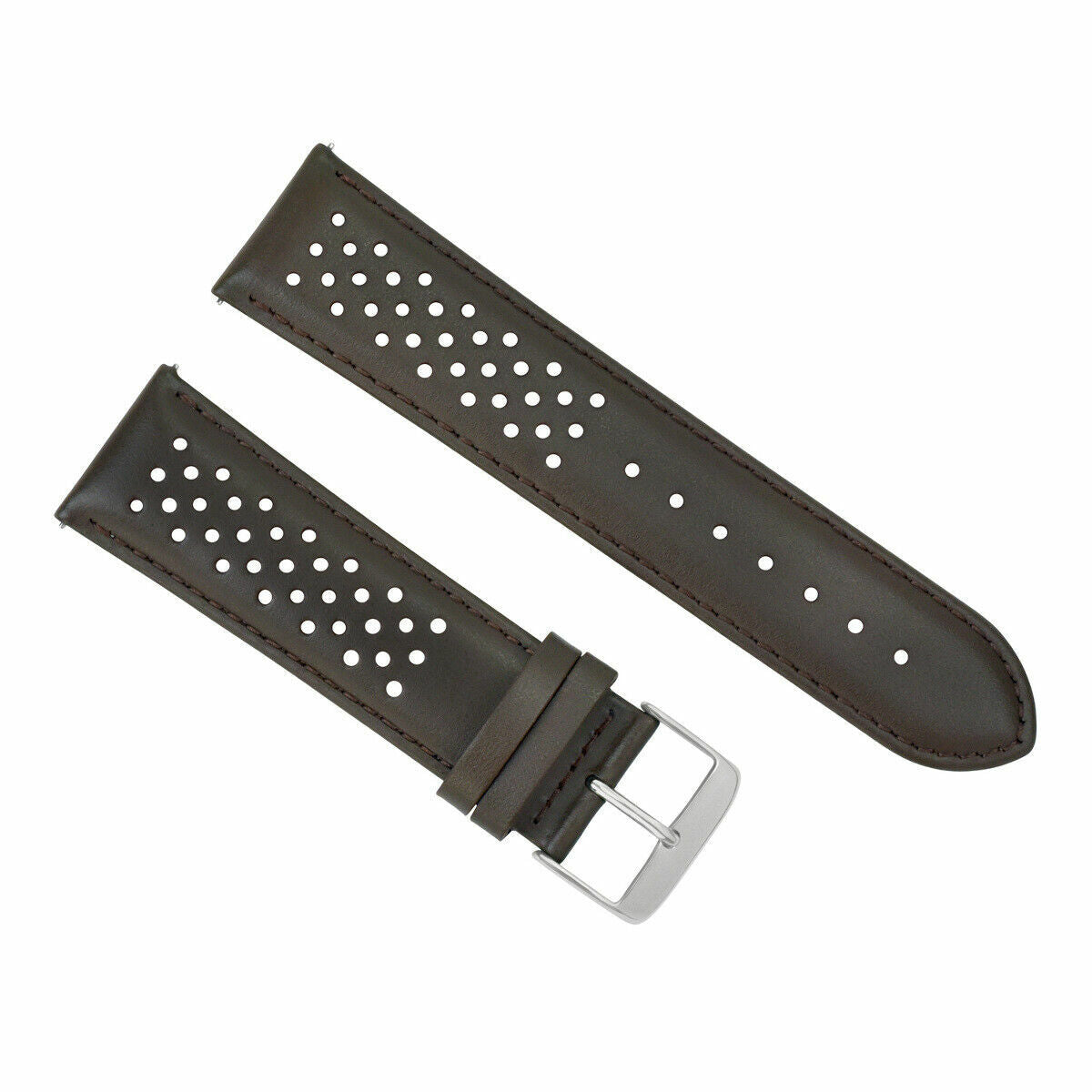 19MM FOR TAG HEUER PERFORATED LEATHER STRAP WATCHBAND QUICK RELEASE DARK BROWN