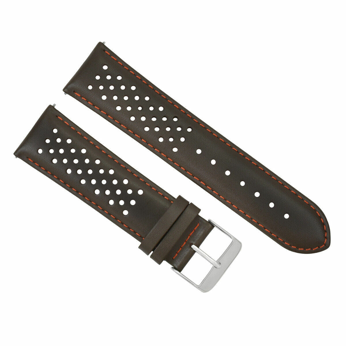 19MM FOR TAG HEUER PERFORATED LEATHER STRAP WATCHBAND QUICK RELEASE DARK BROWN